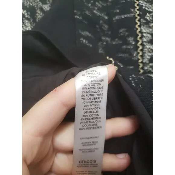 Chico's 1 Womens 8 S Jacket Full Zipper Gray Heather Pieced Jacquard Black NWT - Picture 7 of 7